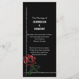 Gothique Barbed Wire et Rose Wedding Programme