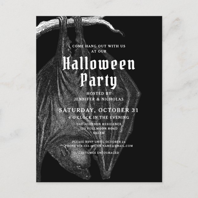 Gothique Bats Halloween Fête Invitation (Devant)