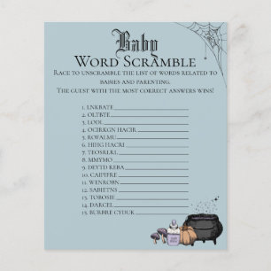 Gothique Bleu Mot Baby shower Scramble Jeu