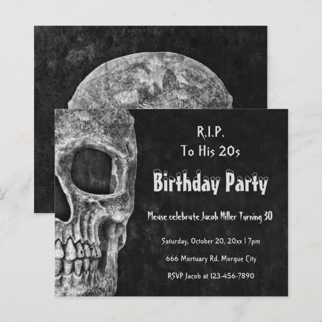 Gothique crâne Anniversaire de la fête RIP à son b (Devant / Derrière)