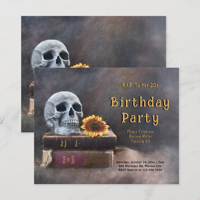 Gothique Crâne Budget Tournesol RIP à ses 20 ans (Devant / Derrière)