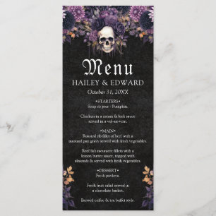 Gothique Crâne floral foncé Halloween Menu Mariage