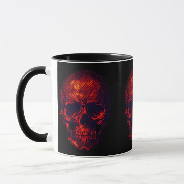 Gothique Crâne rouge Mug (Gauche)