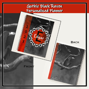 Gothique Crânes corbeau noir Orange Lune Personnal