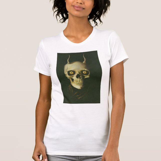 Gothique Diable Crâne Dames Détruite T-shirt (Devant)