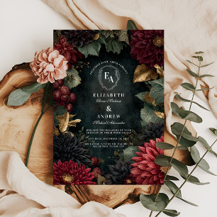 Gothique Fall Dahlia Faire-part de mariage