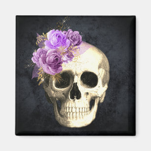 Gothique Floral Crâne Halloween Magnet
