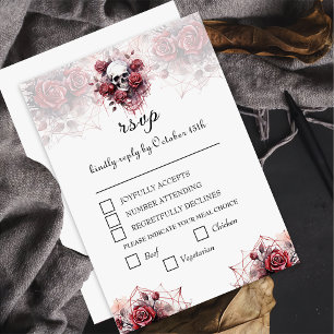 Gothique Floral Crâne Halloween Mariage Carte RSVP