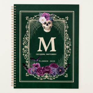 Gothique Floral Crâne personnalisé Monogramme et n