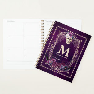 Gothique Floral Crâne personnalisé Monogramme et n