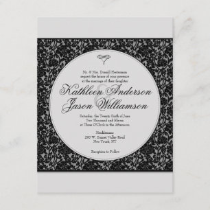 Gothique Floral Damask Monogramme Faire-part de ma