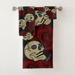 Gothique floral noir gris de roses rouges et de