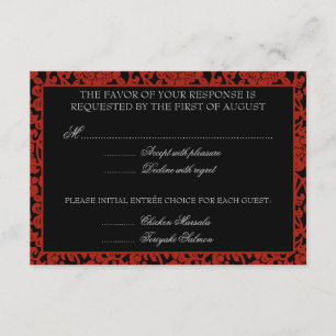 Gothique Floral Rouge & Noir Damas RSVP Monogramme