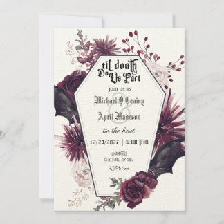 Gothique Goth Dark Bats Faire-part de mariage