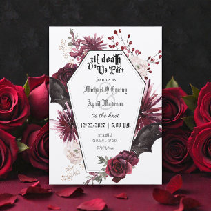 Gothique Goth Dark Bats Faire-part de mariage