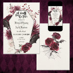 Gothique Goth Dark Bats Faire-part de mariage<br><div class="desc">C'est une belle faire-part de mariage que vous pouvez pleinement customiser. Si vous souhaitez faire correspondre des éléments comme RSVP,  Enregistrer la date,  etc.,  s'il vous plaît envoyez-moi un message. Je peux faire n'importe quel type d'article correspondant à votre journée spéciale.</div>