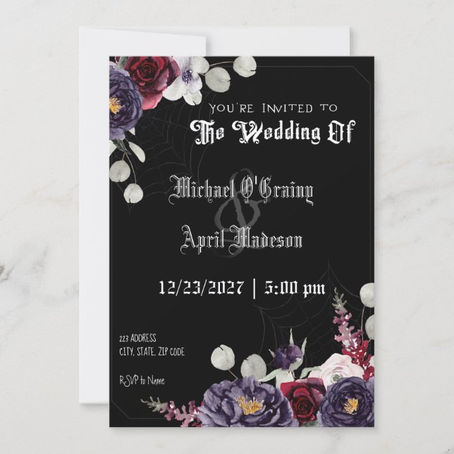 Gothique Goth Dark Web Faire-part de mariage (Devant)