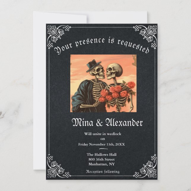 Gothique Goth Skeleton Code QR Mariage (Devant)