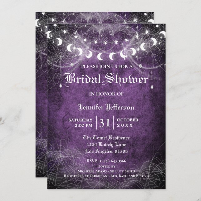 Gothique Halloween Nuptiale Douche Invitation (Devant / Derrière)