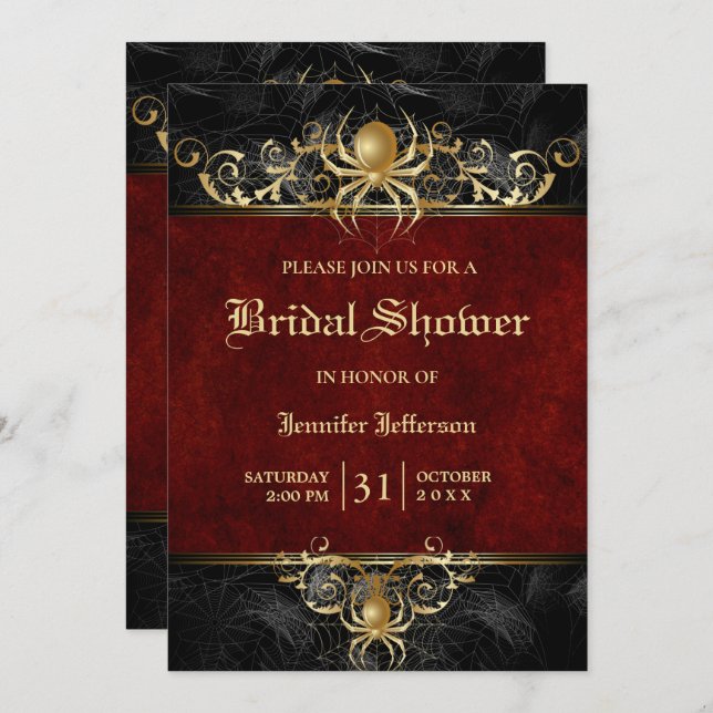Gothique Halloween Nuptiale Douche Invitation (Devant / Derrière)