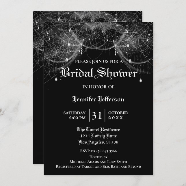 Gothique Halloween Nuptiale Douche Invitation (Devant / Derrière)