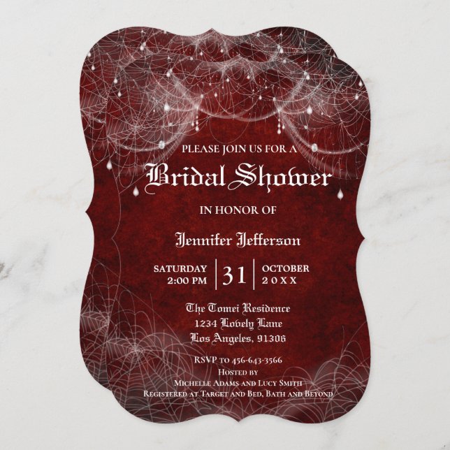 Gothique Halloween Nuptiale Douche Invitation (Devant / Derrière)