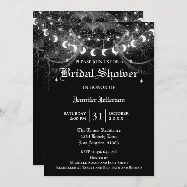 Gothique Halloween Nuptiale Douche Invitation (Devant / Derrière)