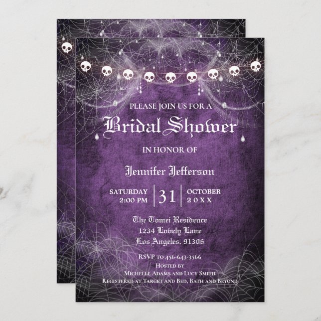 Gothique Halloween Nuptiale Douche Invitation (Devant / Derrière)