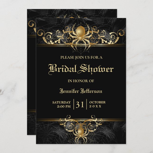 Gothique Halloween Nuptiale Douche Invitation (Devant / Derrière)
