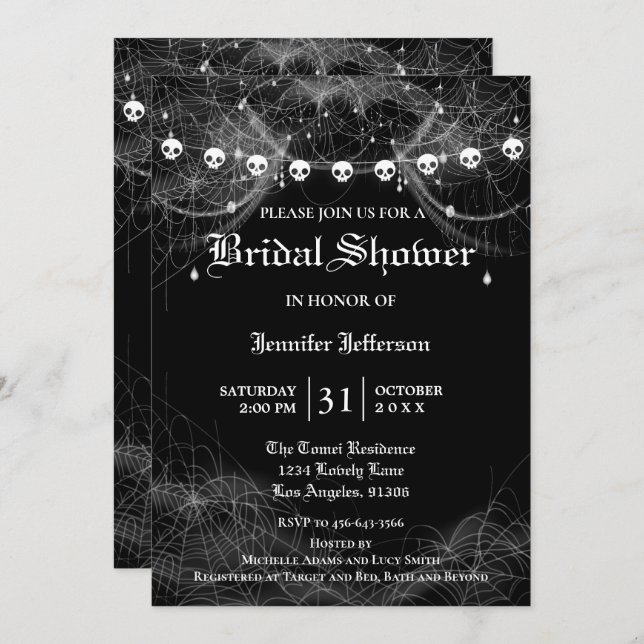 Gothique Halloween Nuptiale Douche Invitation (Devant / Derrière)