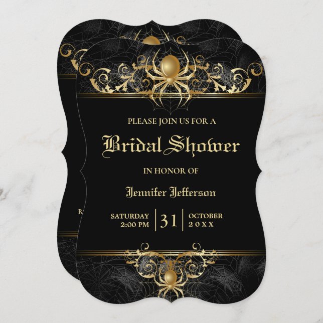 Gothique Halloween Nuptiale Douche Invitation (Devant / Derrière)