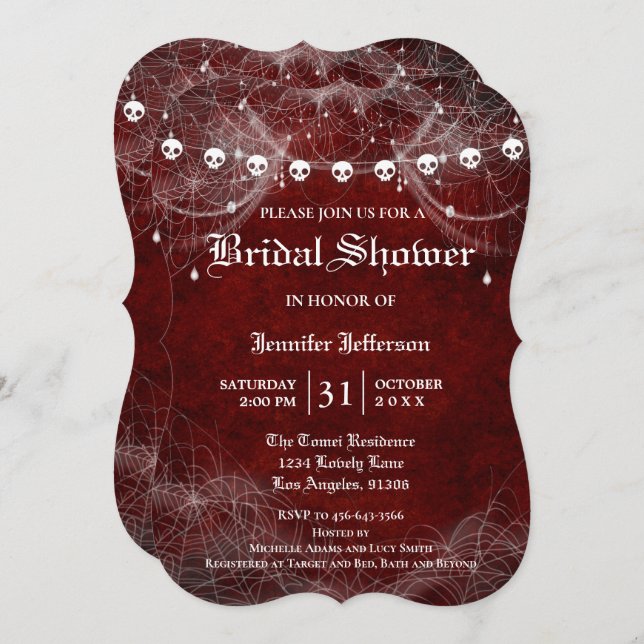 Gothique Halloween Nuptiale Douche Invitation (Devant / Derrière)