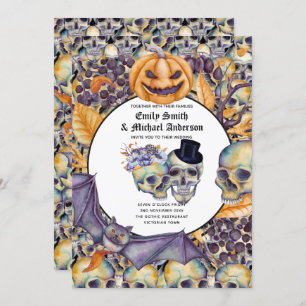 Gothique Halloween Skulls Party Invitation Aquarel