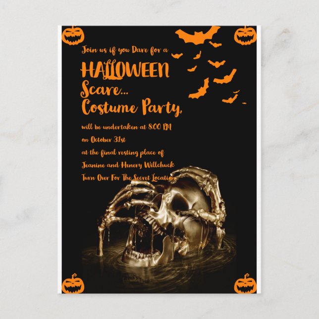 Gothique Horreur Crâne Halloween Invitation Cartes (Devant)
