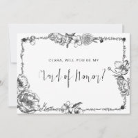 Gothique Main dessinée Fleurs Crâne carte de femme