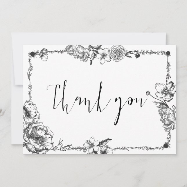 Gothique Main dessinée Fleurs Crâne carte de femme (Devant)