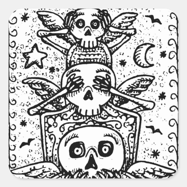 GOTHIQUE NE VOYEZ AUCUN MAL, STICKERS DE CEMETERY  (Devant)