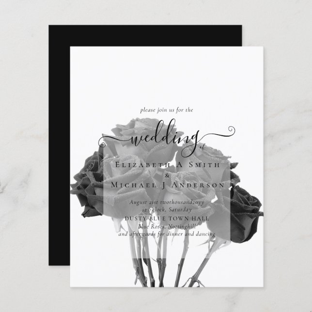 Gothique Noir Rose Goth Wedding Invitation (Devant / Derrière)