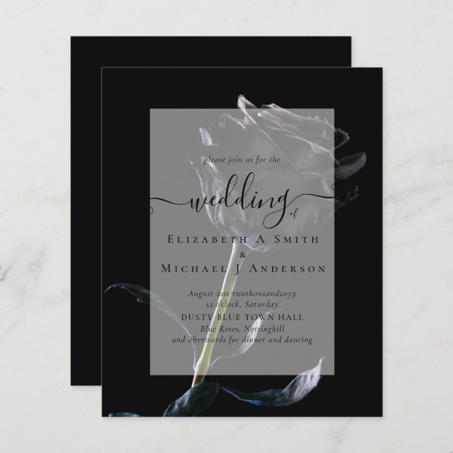 Gothique Noir Rose Goth Wedding Invitation (Devant / Derrière)