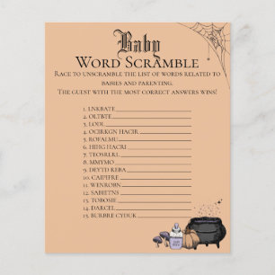 Gothique Orange Baby Word Scramble Baby shower Jeu