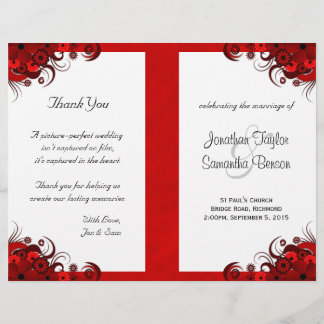 Gothique Rouge Floral Bi-Fold Wedding Programme Mo