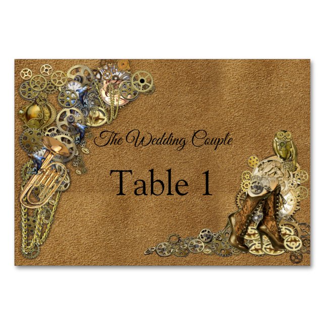 Gothique - Steampunk Mariage sur cartes de table e (Devant)