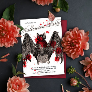 Gothique Vampire Bat Halloween Party Invitation