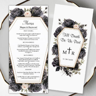 Gothique Vintage Florales Noirs Menu Mariage