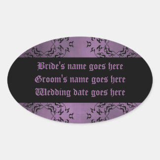 Gothique violet violet mariage damassé étiquettes