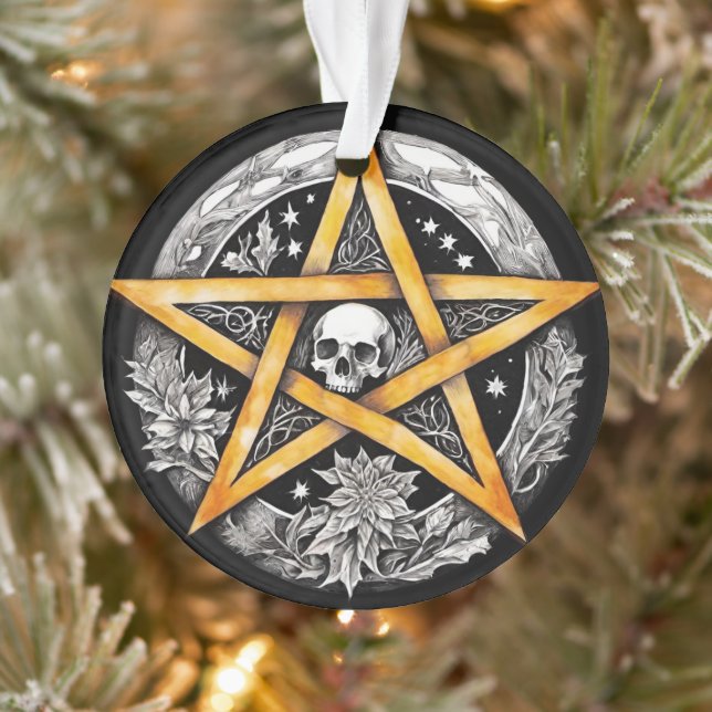 Gothique Yule Arbre Pentacle & Crâne Noir & Blanc (Arbre)