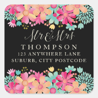 Gouache Peint Floral M & Mme Stickers Adresse
