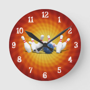 Goupilles de bowling : Horloge murale