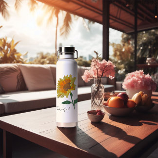 Gourde bouteille d'eau tournesol jaune aquarelle