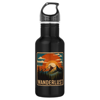 Gourde d'eau de montagne vintage Wanderlust